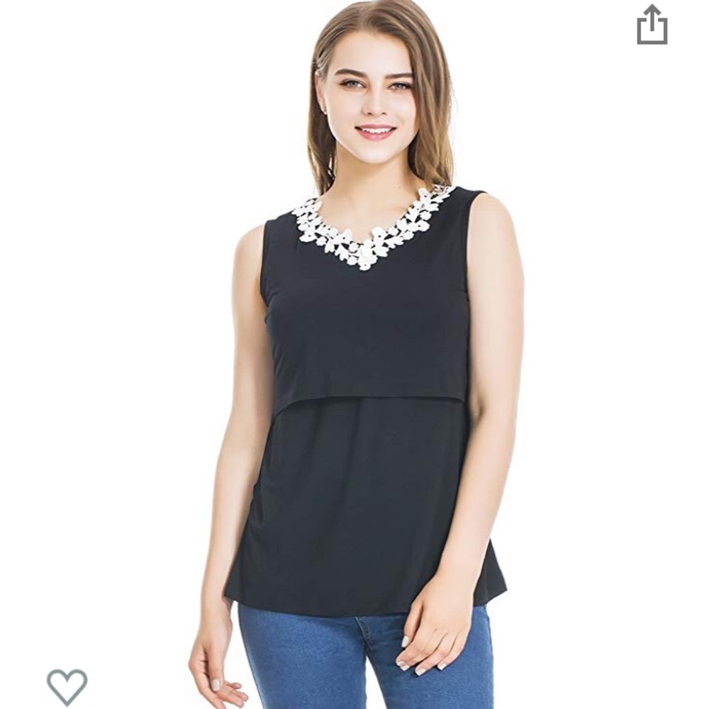 Modern Mummy Nursing Top with Crochet Collar